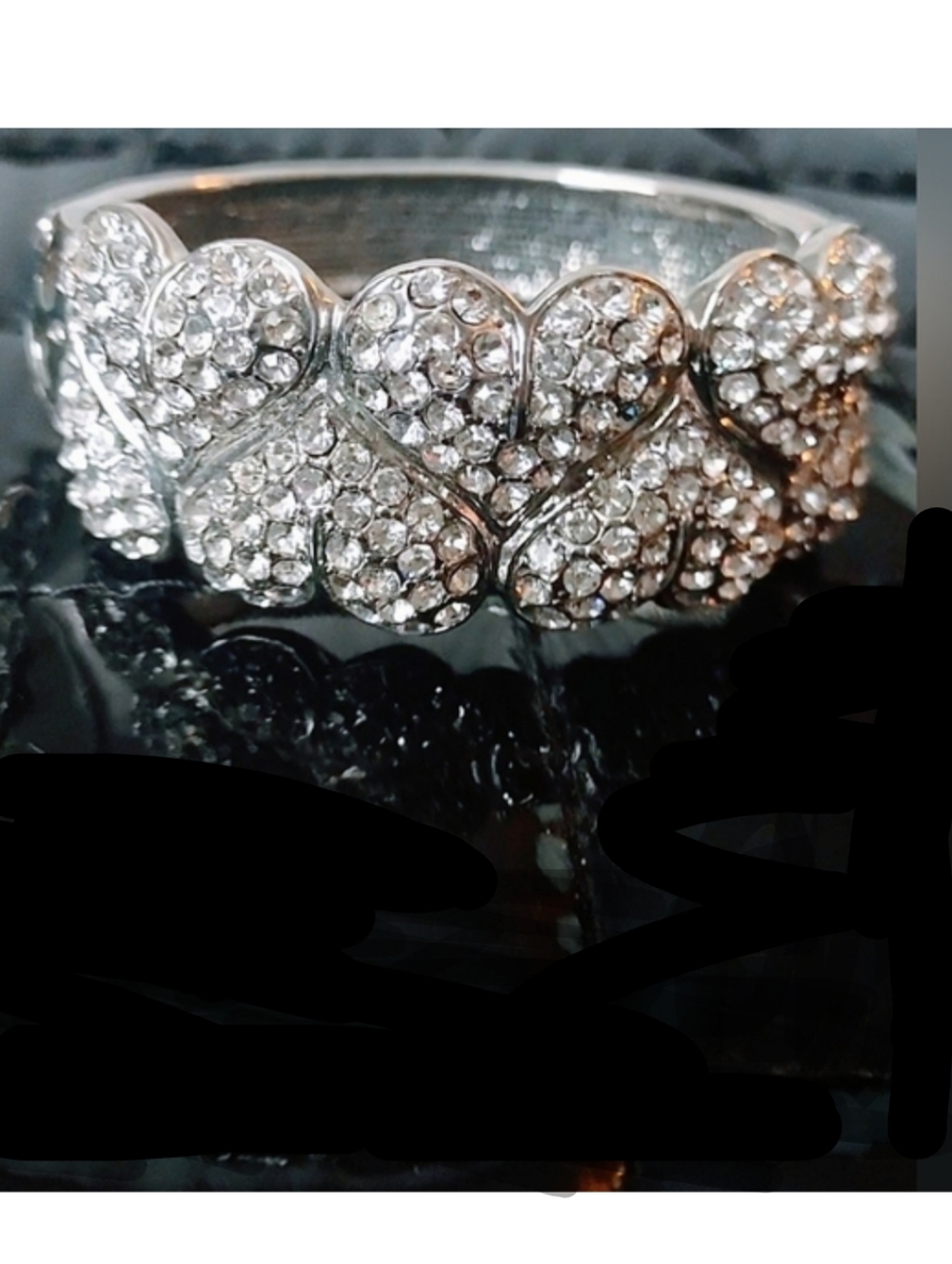 Crystal Hearts Cuff Bangle
